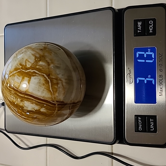 CLEARANCE LARGE 3 lbs. Banded Green Onyx Stone Mineral Crystal Sphere - Picture 8 of 8